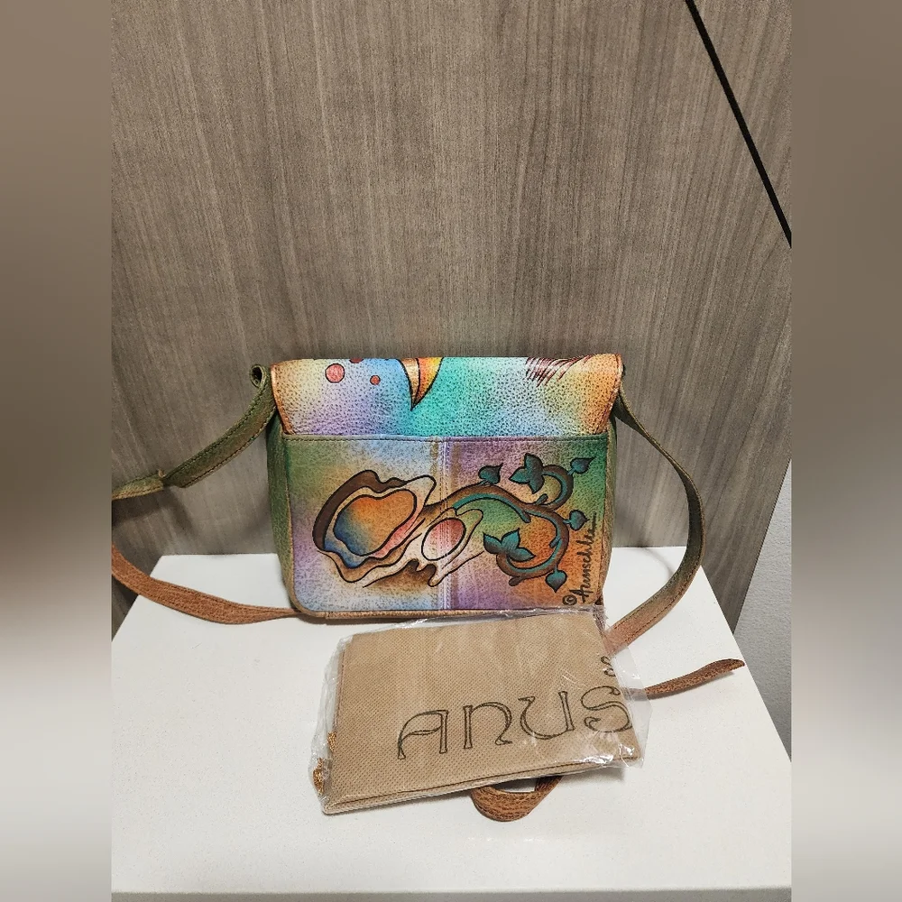 Anuschka hand painted butterfly Leather Crossbody Purse 468-COL  RARE NWT - Picture 7 of 10